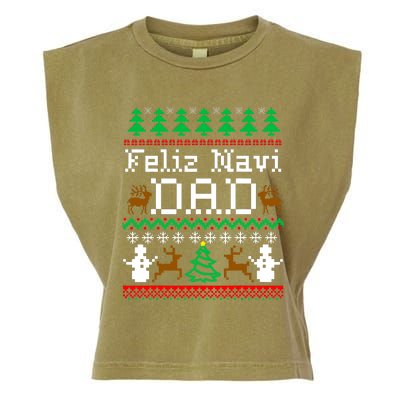 Christmas Feliz Navi Dad Ugly Sweater Reindeer Garment-Dyed Women's Muscle Tee