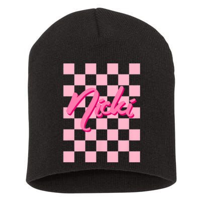 Cute First Name Nicki Short Acrylic Beanie