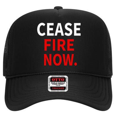 Cease fire Now. High Crown Mesh Back Trucker Hat