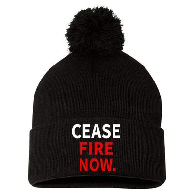 Cease fire Now. Pom Pom 12in Knit Beanie