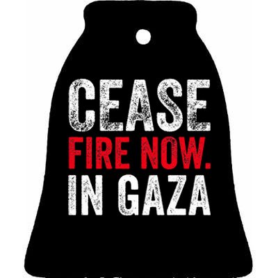 Cease Fire Now In Gaza Jews Say Cease Fire Not In Our Name  Ceramic Bell Ornament