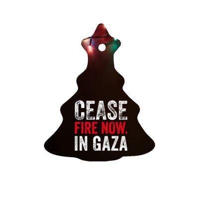 Cease Fire Now In Gaza Jews Say Cease Fire Not In Our Name  Ceramic Tree Ornament