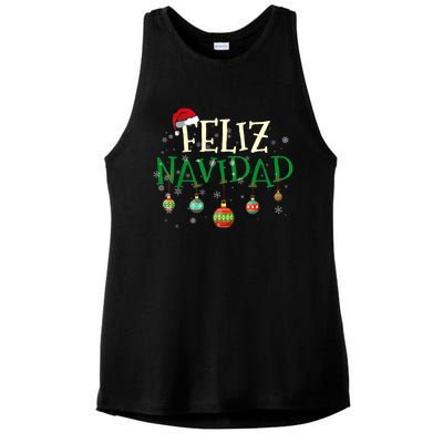 Christmas Feliz Navidad Santa Hat TShirt Ladies PosiCharge Tri-Blend Wicking Tank