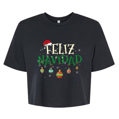 Christmas Feliz Navidad Santa Hat TShirt Bella+Canvas Jersey Crop Tee