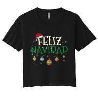 Christmas Feliz Navidad Santa Hat TShirt Women's Crop Top Tee