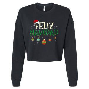 Christmas Feliz Navidad Santa Hat TShirt Cropped Pullover Crew