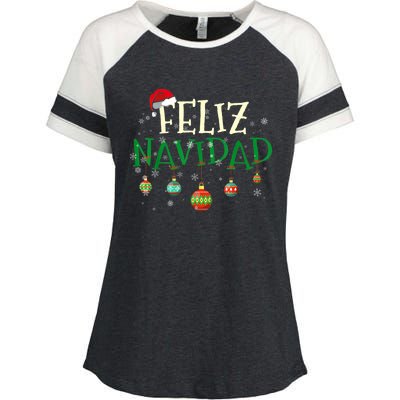 Christmas Feliz Navidad Santa Hat TShirt Enza Ladies Jersey Colorblock Tee