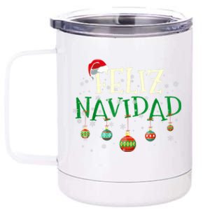 Christmas Feliz Navidad Santa Hat TShirt 12 oz Stainless Steel Tumbler Cup