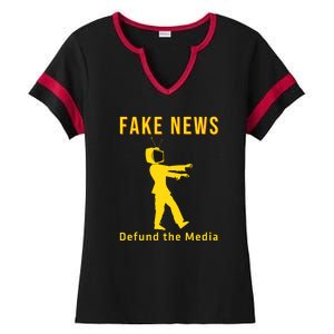 Conservative Fake News Defund The Media Ladies Halftime Notch Neck Tee