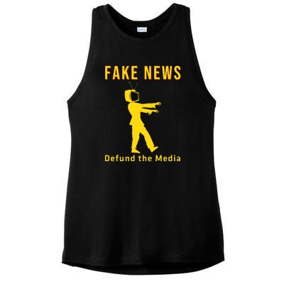 Conservative Fake News Defund The Media Ladies PosiCharge Tri-Blend Wicking Tank