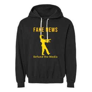 Conservative Fake News Defund The Media Garment-Dyed Fleece Hoodie