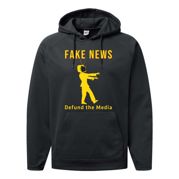 Conservative Fake News Defund The Media Performance Fleece Hoodie