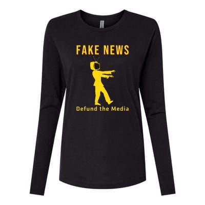 Conservative Fake News Defund The Media Womens Cotton Relaxed Long Sleeve T-Shirt