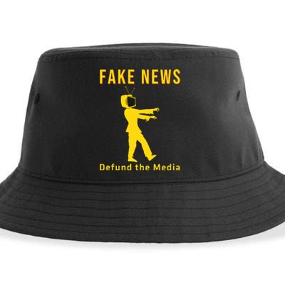 Conservative Fake News Defund The Media Sustainable Bucket Hat