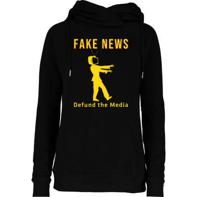 Conservative Fake News Defund The Media Womens Funnel Neck Pullover Hood