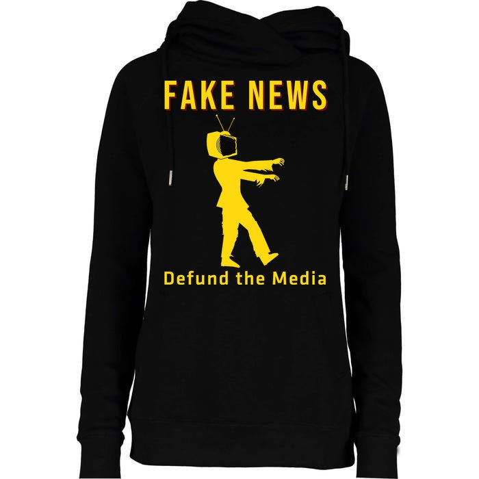 Conservative Fake News Defund The Media Womens Funnel Neck Pullover Hood