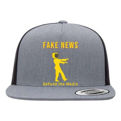 Conservative Fake News Defund The Media Flat Bill Trucker Hat