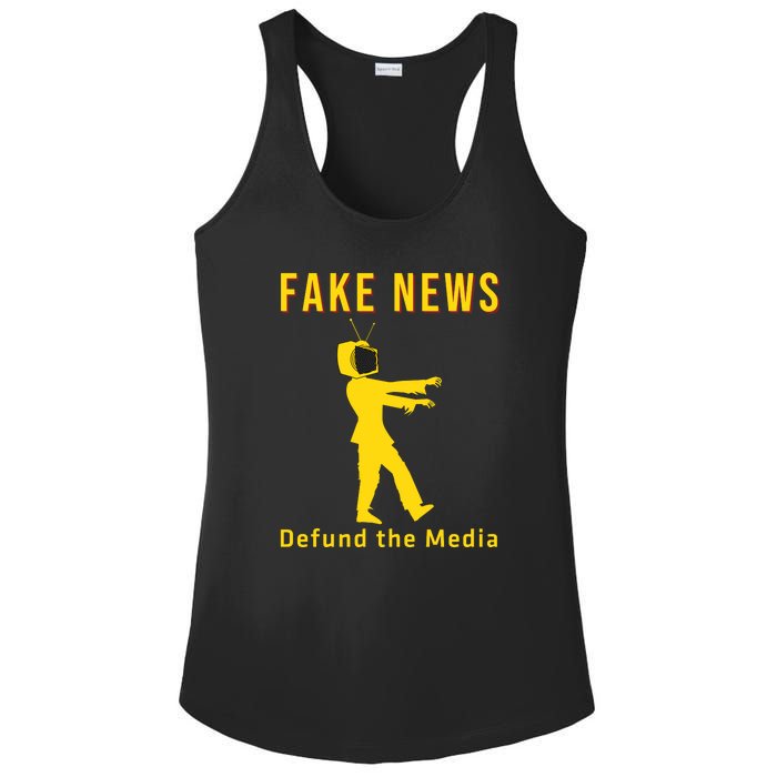 Conservative Fake News Defund The Media Ladies PosiCharge Competitor Racerback Tank