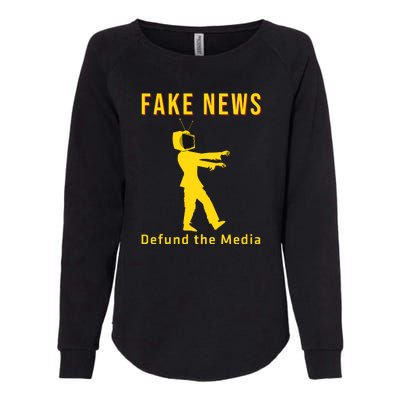 Conservative Fake News Defund The Media Womens California Wash Sweatshirt