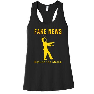 Conservative Fake News Defund The Media Women's Racerback Tank