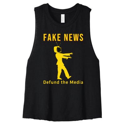 Conservative Fake News Defund The Media Women's Racerback Cropped Tank