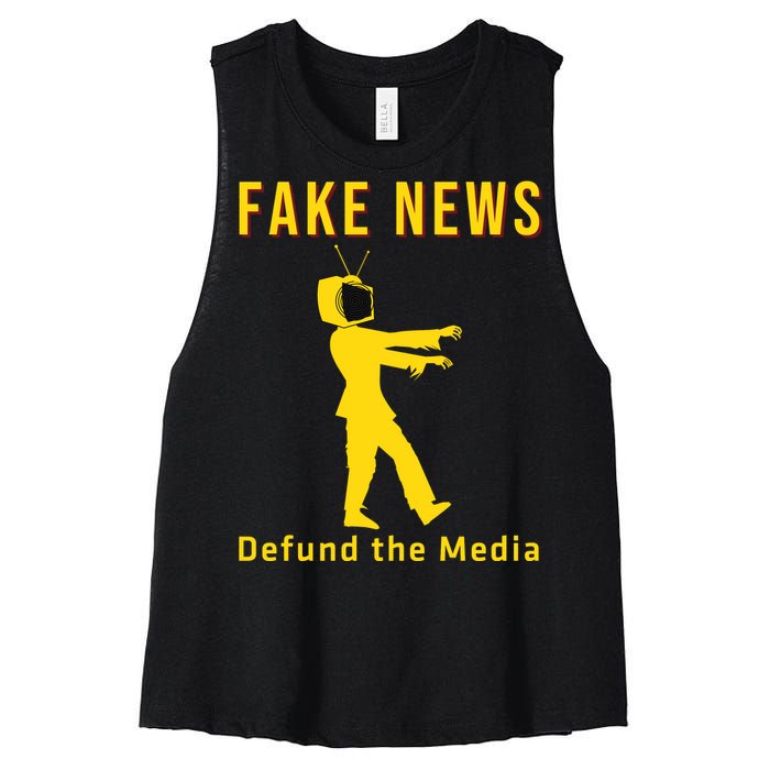 Conservative Fake News Defund The Media Women's Racerback Cropped Tank