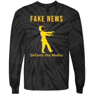 Conservative Fake News Defund The Media Tie-Dye Long Sleeve Shirt