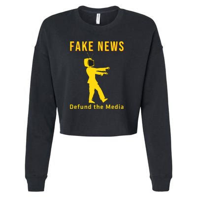 Conservative Fake News Defund The Media Cropped Pullover Crew