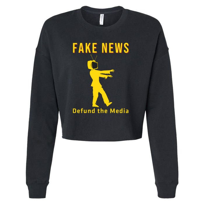 Conservative Fake News Defund The Media Cropped Pullover Crew