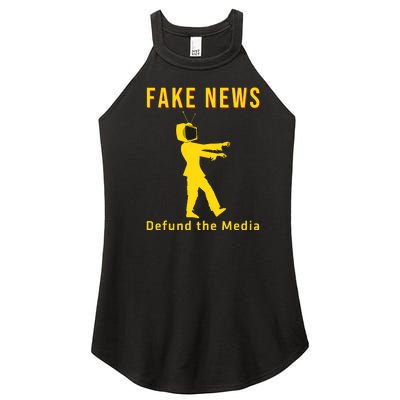 Conservative Fake News Defund The Media Women's Perfect Tri Rocker Tank