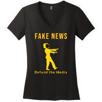 Conservative Fake News Defund The Media Women's V-Neck T-Shirt