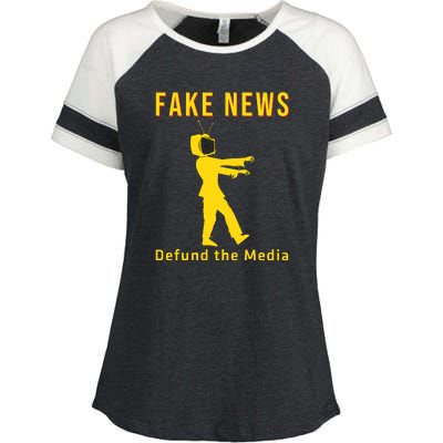 Conservative Fake News Defund The Media Enza Ladies Jersey Colorblock Tee