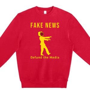 Conservative Fake News Defund The Media Premium Crewneck Sweatshirt