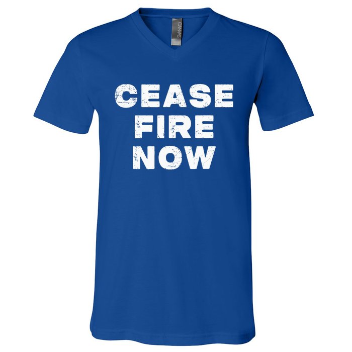 Cease fire Now Not In Our Name V-Neck T-Shirt