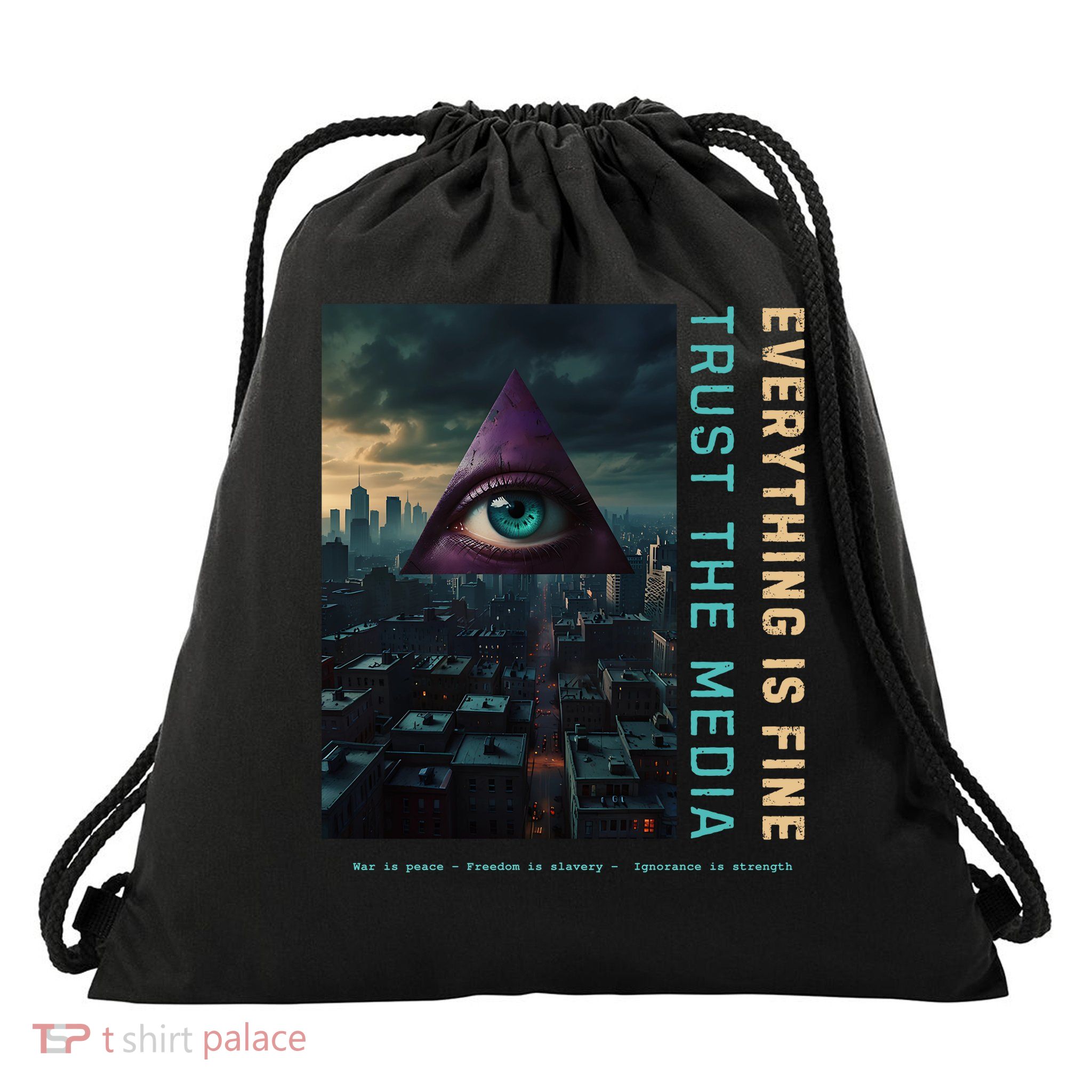 Conservative Fake News Media New World Order Drawstring Bag