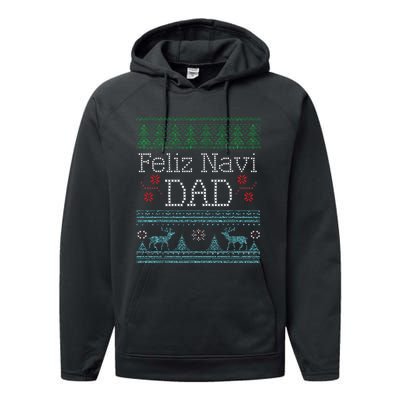 Christmas Feliz Navi Dad Xmas Pun Performance Fleece Hoodie