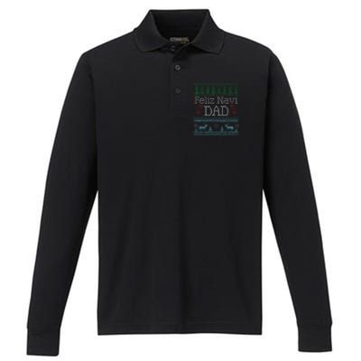 Christmas Feliz Navi Dad Xmas Pun Performance Long Sleeve Polo