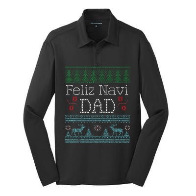 Christmas Feliz Navi Dad Xmas Pun Silk Touch Performance Long Sleeve Polo