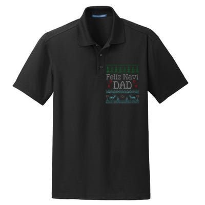 Christmas Feliz Navi Dad Xmas Pun Dry Zone Grid Polo