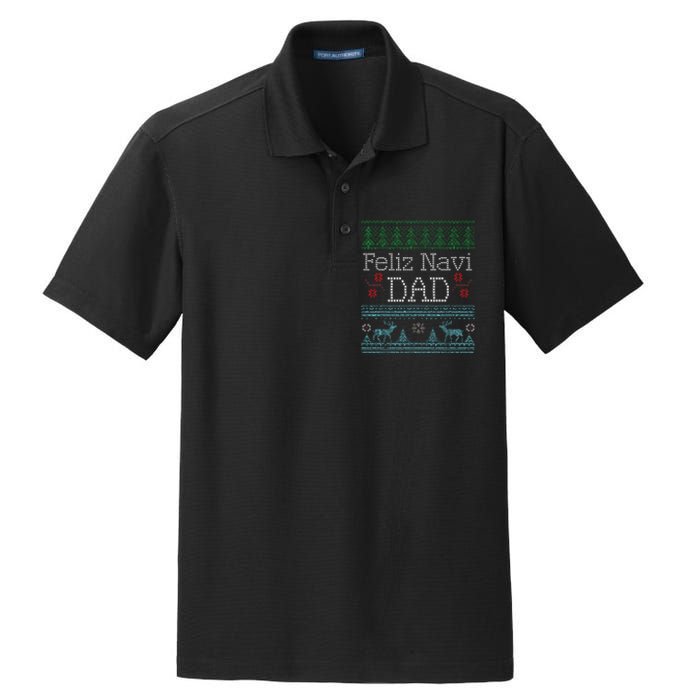 Christmas Feliz Navi Dad Xmas Pun Dry Zone Grid Polo