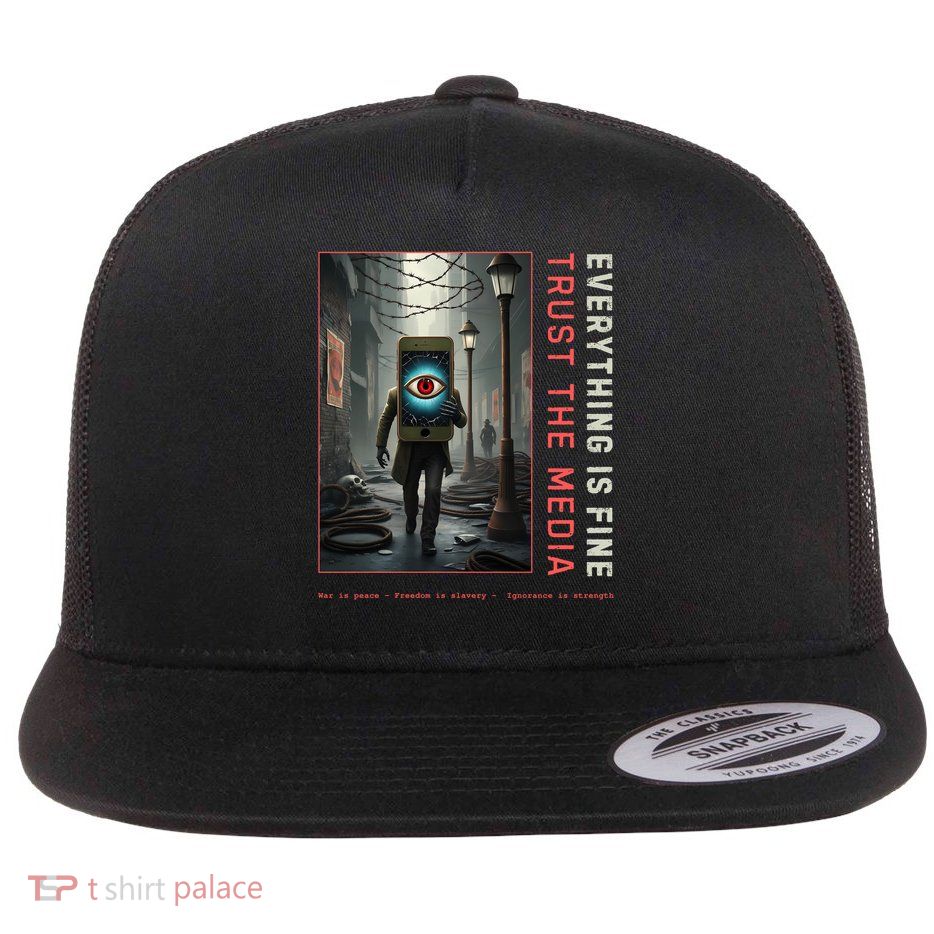 Conservative Fake News Media New World Order Flat Bill Trucker Hat
