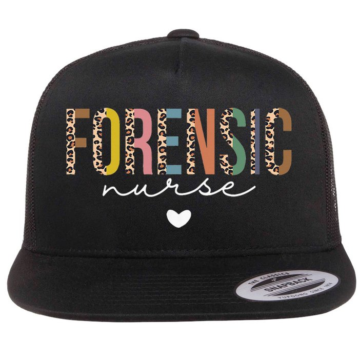 Cute Forensic Nurse SANE Nurse Leopard Nursing Flat Bill Trucker Hat