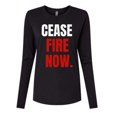 C.ease fire Now. Womens Cotton Relaxed Long Sleeve T-Shirt