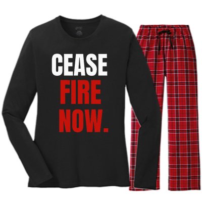 C.ease fire Now. Women's Long Sleeve Flannel Pajama Set 