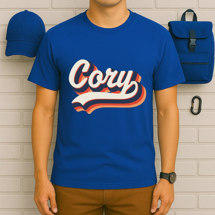 Cory First Name 70s Retro Groovy Custom Personalized Name Gift T-Shirt