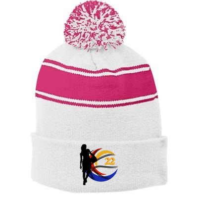 Clark Fever Number 22 Stripe Pom Pom Beanie