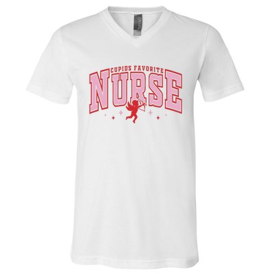 CupidS Favorite Nurse Valentine Nurse V-Neck T-Shirt