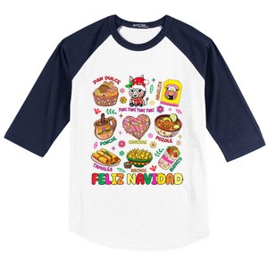 Christmas Feliz Navidad Tis The Season Mexican Food Funny Baseball Sleeve Shirt