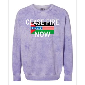 Cease Fire Now Cool Palestine Us Flags Of Solidarity Colorblast Crewneck Sweatshirt