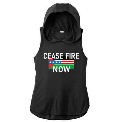 Cease Fire Now Cool Palestine Us Flags Of Solidarity Ladies PosiCharge Tri-Blend Wicking Draft Hoodie Tank